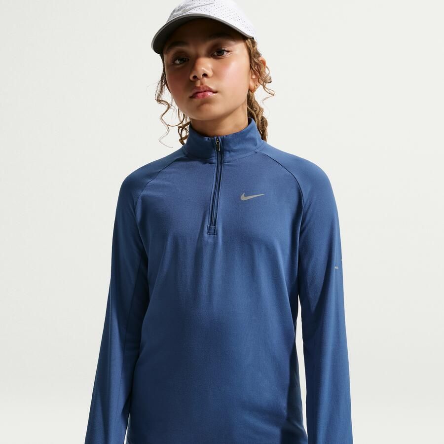 Nike Stride Dri-FIT top met halflange ritssluiting voor kinderen Blauw - Foto 4