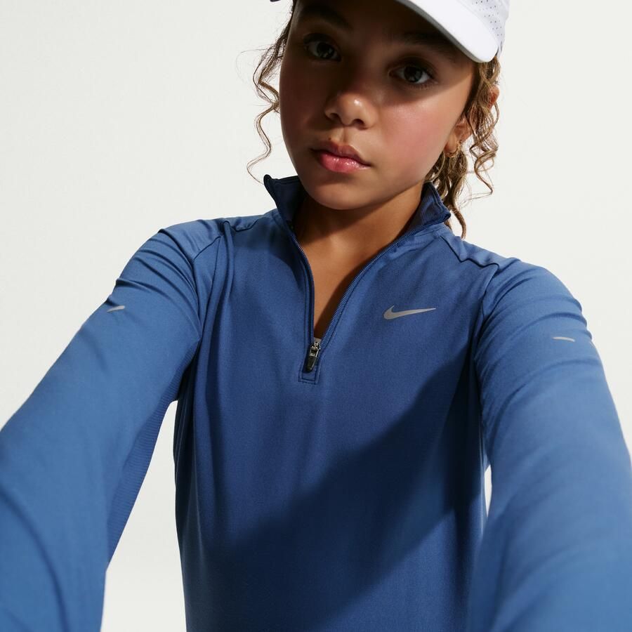 Nike Stride Dri-FIT top met halflange ritssluiting voor kinderen Blauw - Foto 2