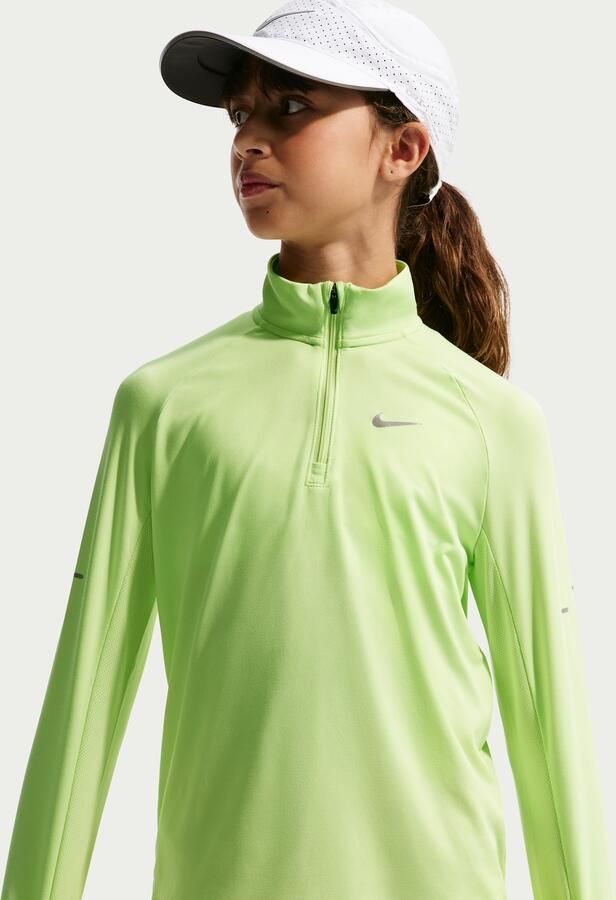 Nike Stride Dri-FIT top met halflange ritssluiting voor kinderen Groen - Foto 4