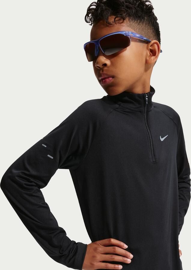 Nike Stride Dri-FIT top met halflange ritssluiting voor kinderen Zwart - Foto 4