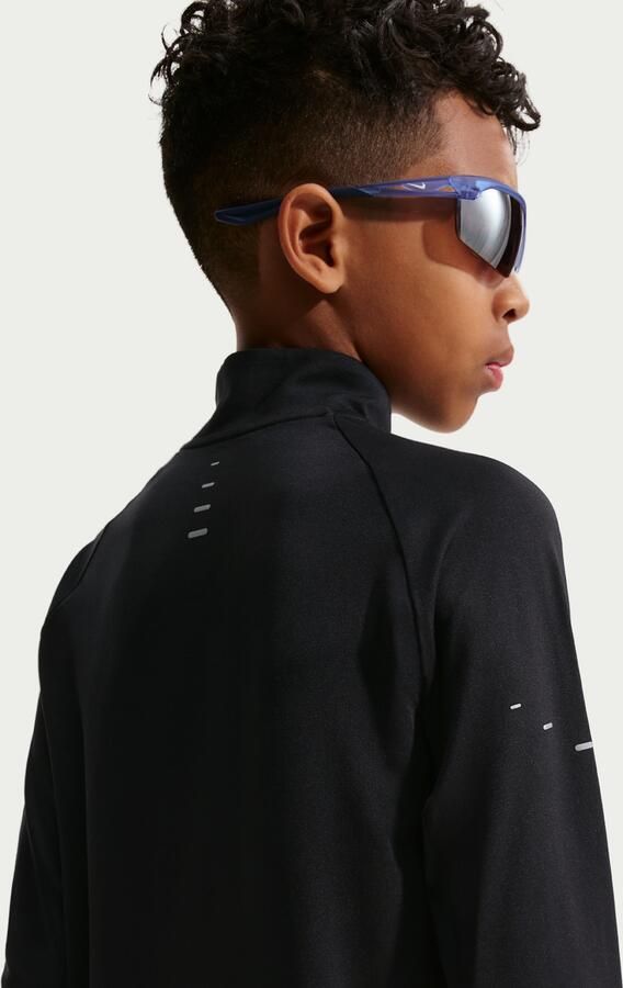 Nike Stride Dri-FIT top met halflange ritssluiting voor kinderen Zwart - Foto 3