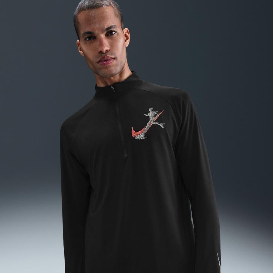 Nike Stride Dri-FIT UV-hardlooptop met halflange rits voor heren Zwart