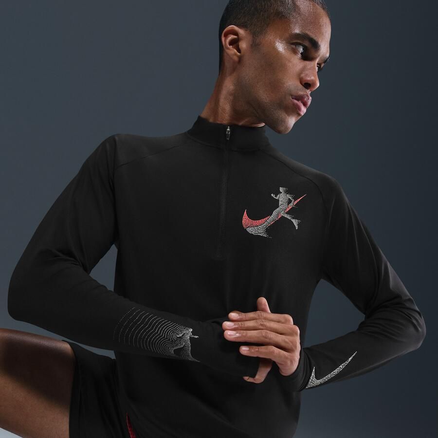 Nike Stride Dri-FIT UV-hardlooptop met halflange rits voor heren Zwart - Foto 3