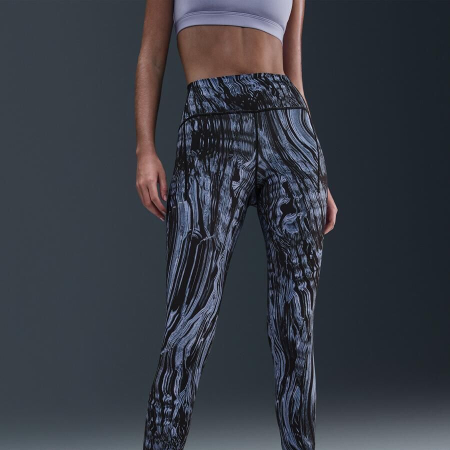 Nike Swift 7 8-hardlooplegging met hoge taille en print voor dames Blauw