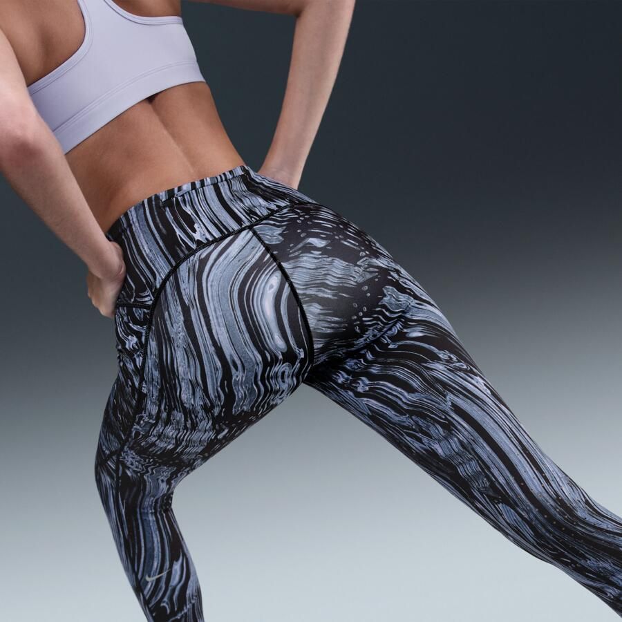 Nike Swift 7 8-hardlooplegging met hoge taille en print voor dames Blauw - Foto 2