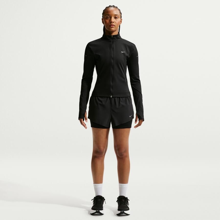 Nike Swift Dri-FIT 2-in-1 hardloopshorts met halfhoge taille voor dames Zwart