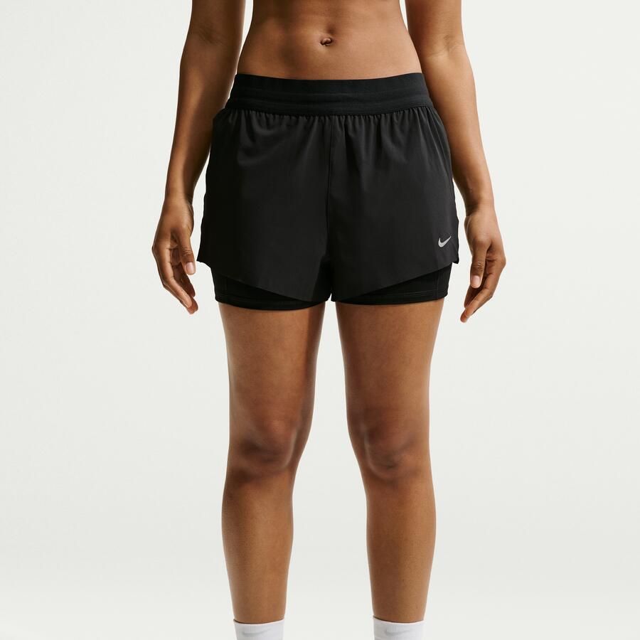 Nike Swift Dri-FIT 2-in-1 hardloopshorts met halfhoge taille voor dames Zwart - Foto 2