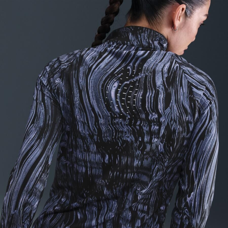 Nike Swift Dri-FIT hardlooptop met halflange rits print en uv-bescherming voor dames Blauw