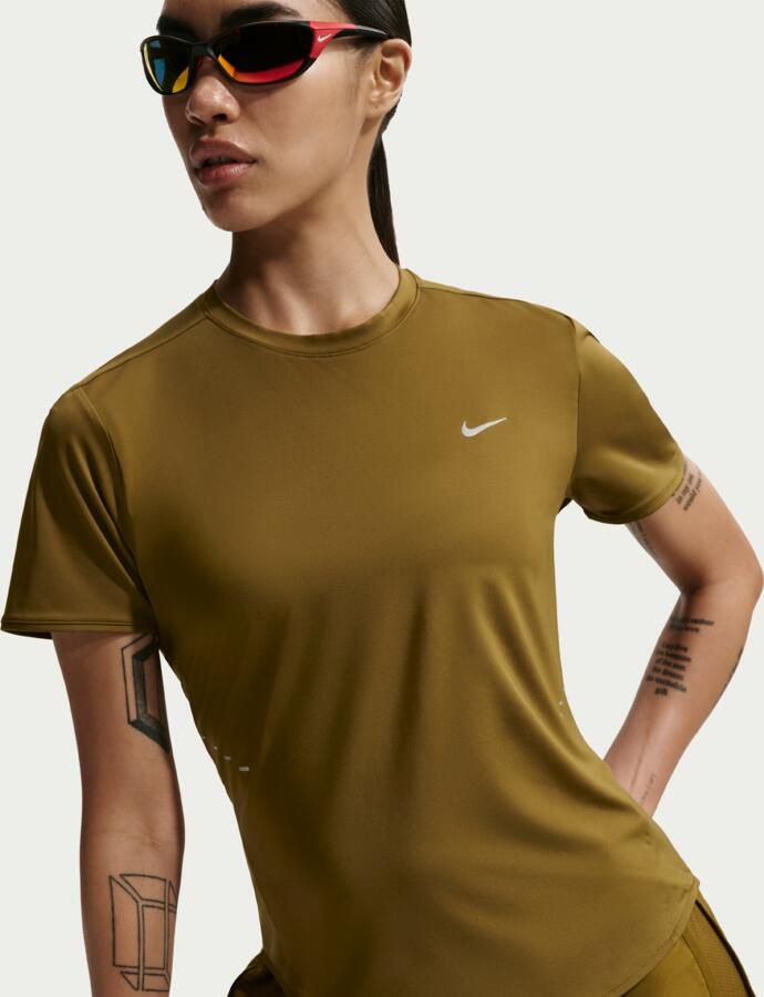 Nike Swift Dri-FIT hardlooptop met korte mouwen voor dames Bruin - Foto 3
