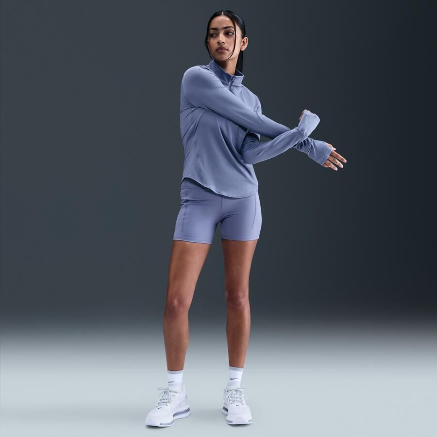Nike Swift Dri-FIT hardlooptop met korte rits en uv-bescherming voor dames Blauw - Foto 3