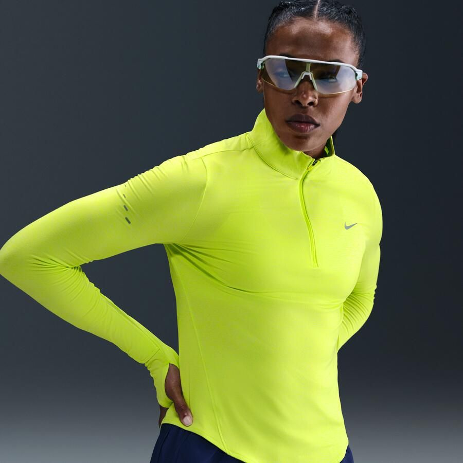 Nike Swift Dri-FIT hardlooptop met korte rits en uv-bescherming voor dames Groen - Foto 4
