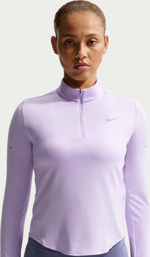 Nike Swift Dri-FIT hardlooptop met korte rits en uv-bescherming voor dames Paars - Foto 4