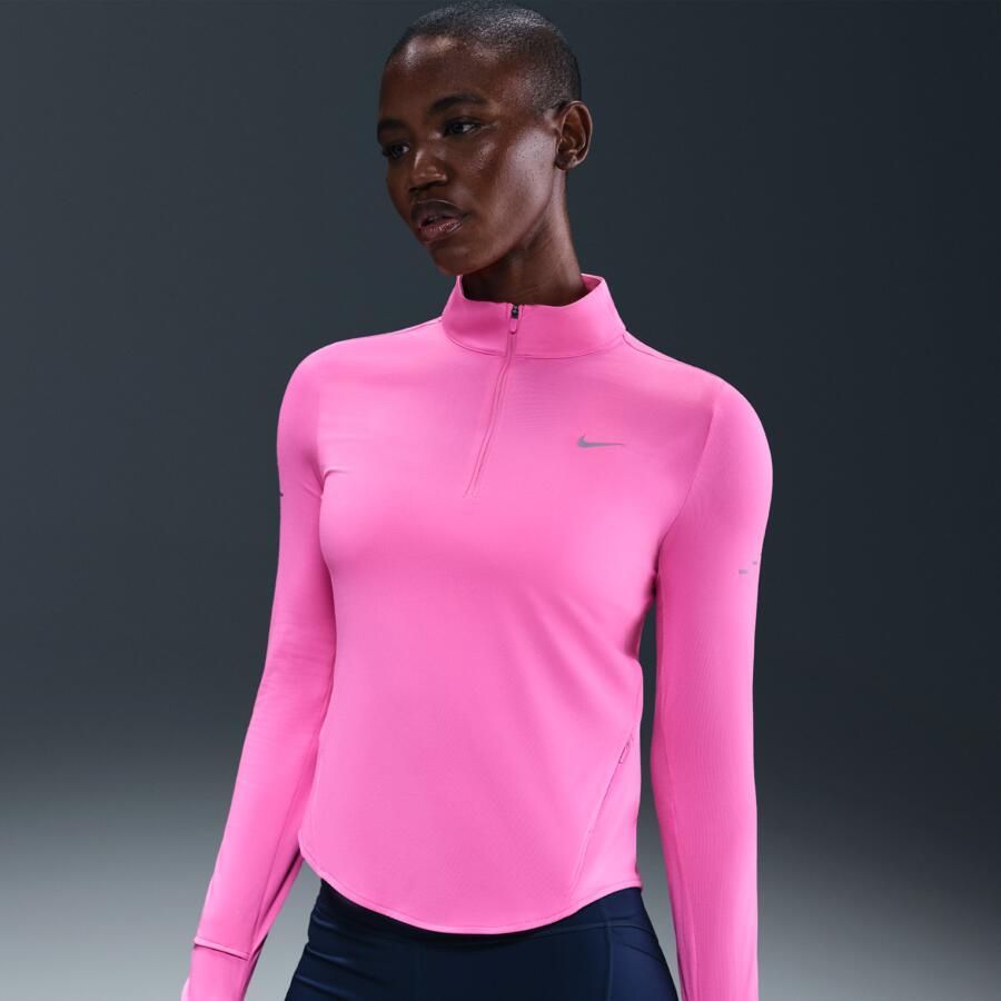 Nike Swift Dri-FIT hardlooptop met korte rits en uv-bescherming voor dames Roze - Foto 4