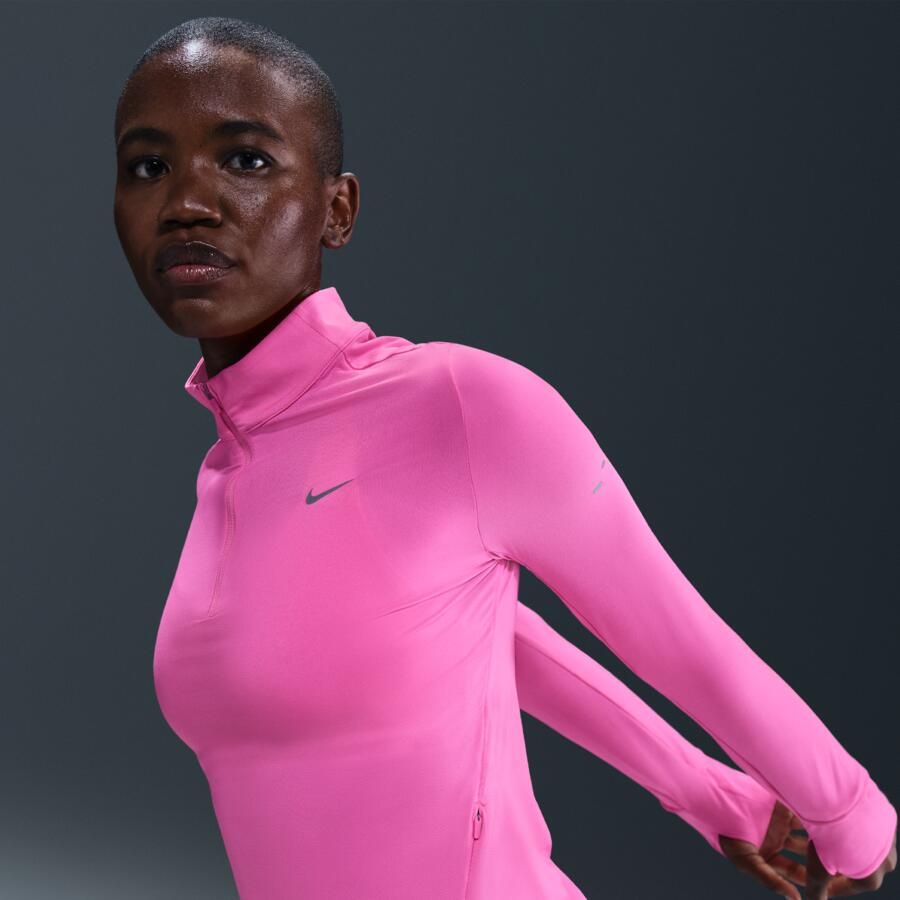 Nike Swift Dri-FIT hardlooptop met korte rits en uv-bescherming voor dames Roze - Foto 2