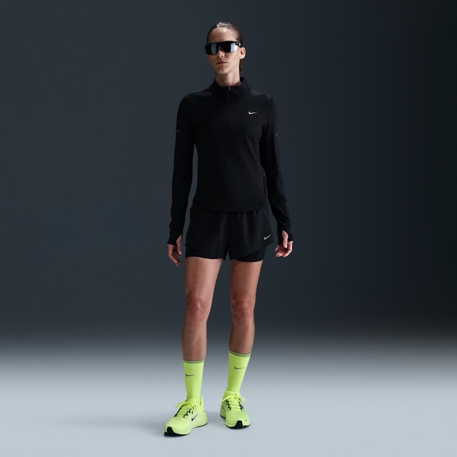 Nike Swift Dri-FIT hardlooptop met korte rits en uv-bescherming voor dames Zwart - Foto 2
