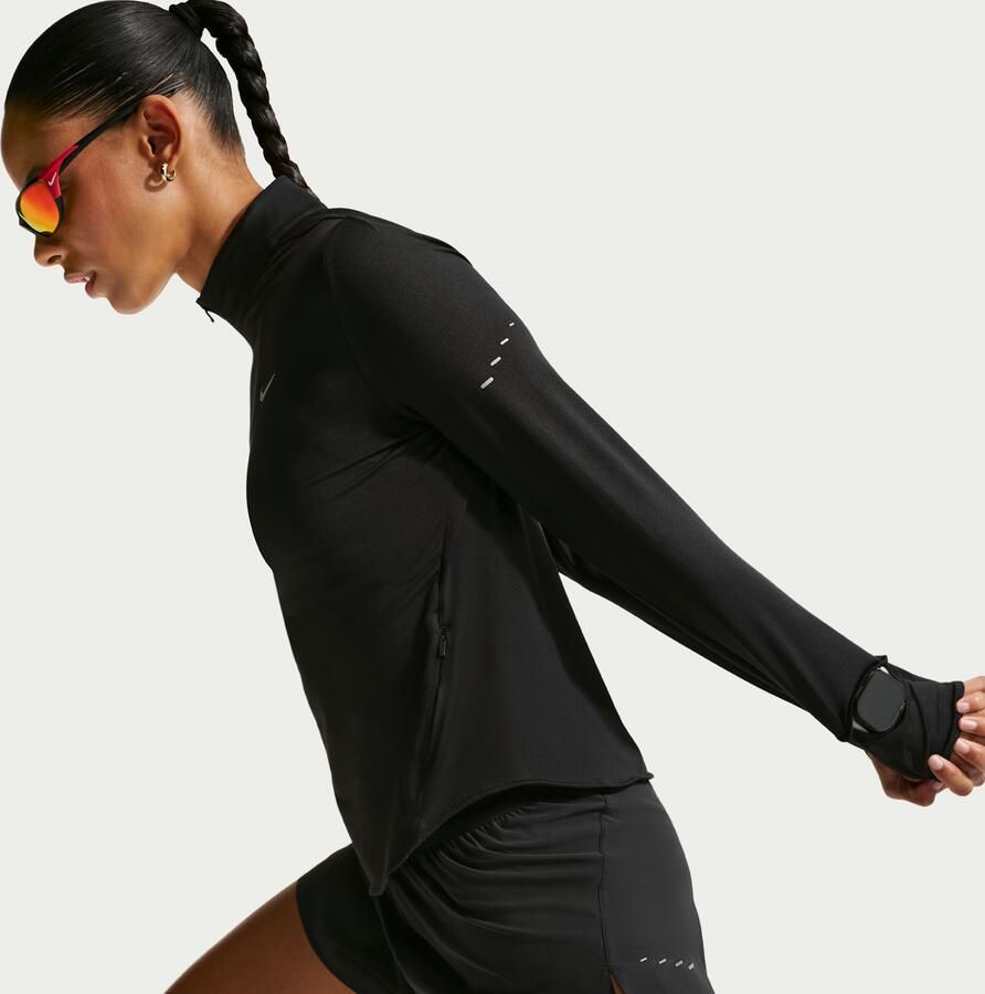 Nike Swift Dri-FIT hardlooptop met korte rits en uv-bescherming voor dames Zwart - Foto 8