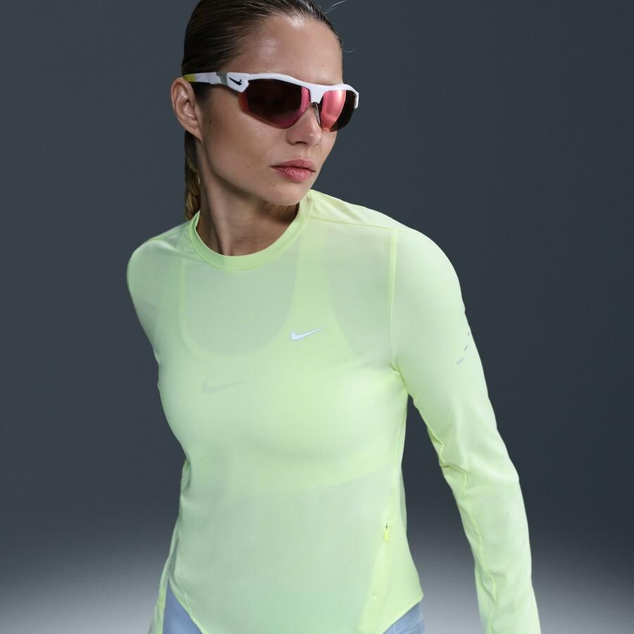 Nike Swift Dri-FIT hardlooptop met ronde hals lange mouwen en uv-bescherming voor dames Geel - Foto 4