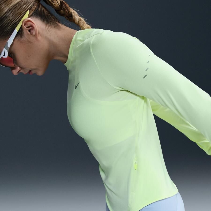 Nike Swift Dri-FIT hardlooptop met ronde hals lange mouwen en uv-bescherming voor dames Geel - Foto 2