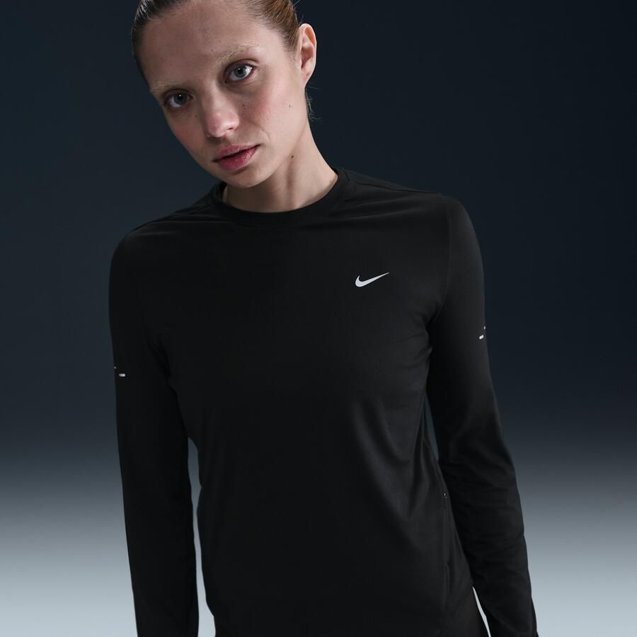 Nike Swift Dri-FIT hardlooptop met ronde hals lange mouwen en uv-bescherming voor dames Zwart - Foto 3