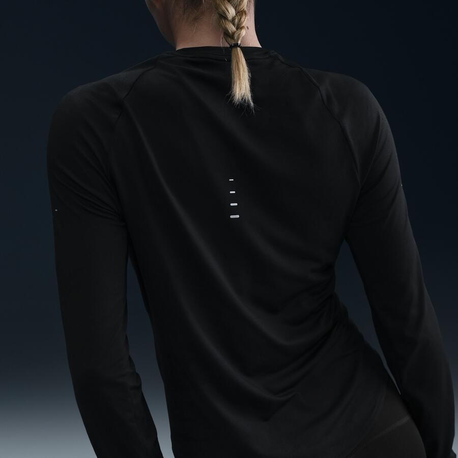 Nike Swift Dri-FIT hardlooptop met ronde hals lange mouwen en uv-bescherming voor dames Zwart - Foto 4