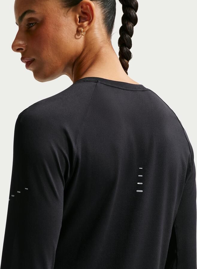 Nike Swift Dri-FIT hardlooptop met ronde hals lange mouwen en uv-bescherming voor dames Zwart - Foto 9