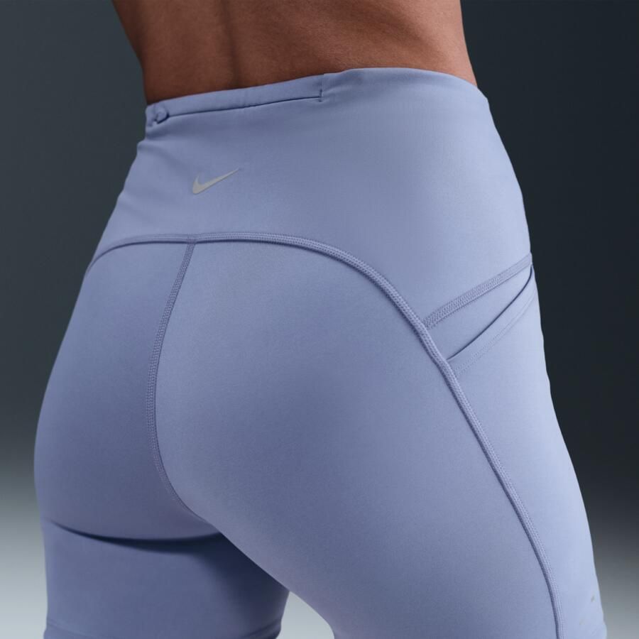 Nike Swift strakke hardloopshorts met binnenbroekje hoge taille en zakken voor dames (10 cm) Blauw - Foto 2