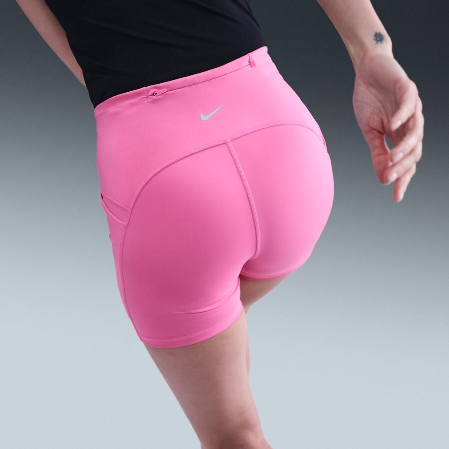 Nike Swift strakke hardloopshorts met binnenbroekje hoge taille en zakken voor dames (10 cm) Roze