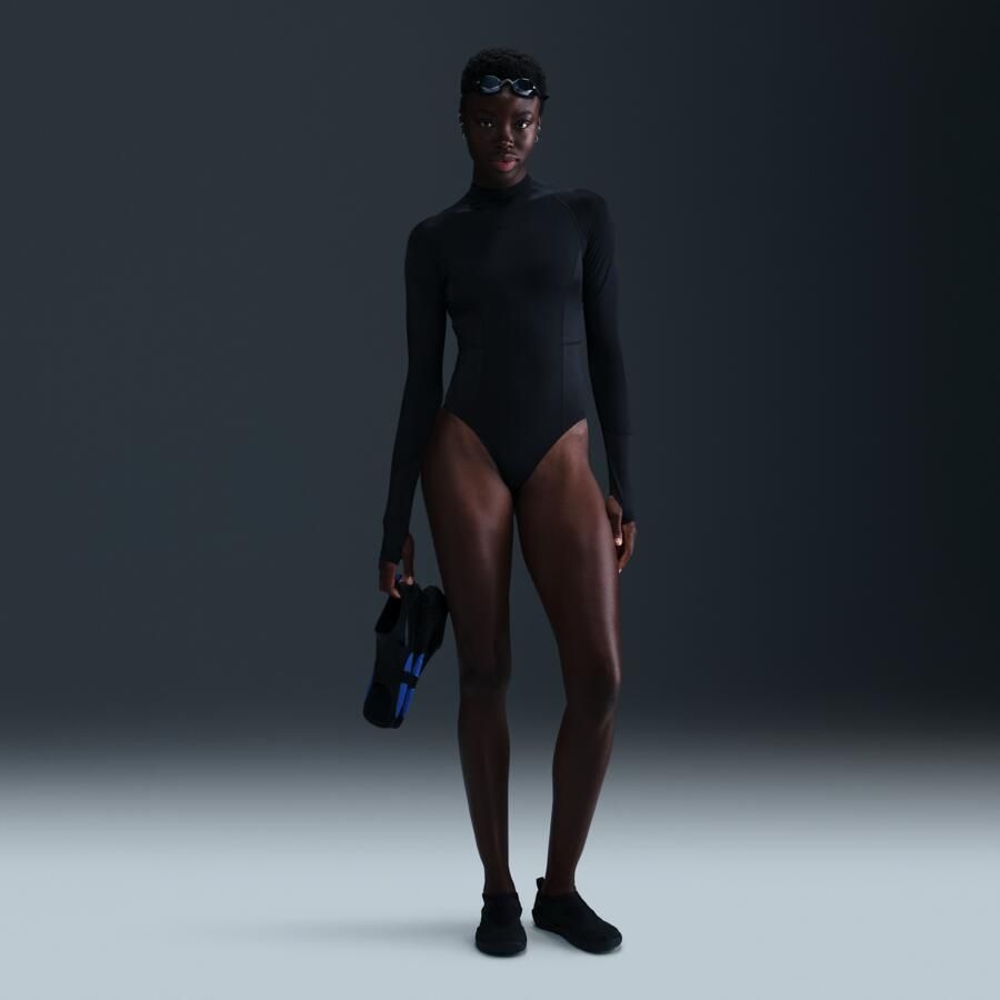 Nike Swim Fusion Hydralock badpak met lange mouwen voor dames (CB) Zwart - Foto 4