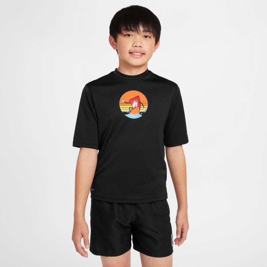 Nike Swim Hydroguard jongenstop met Dri-FIT en korte mouwen Zwart - Foto 4