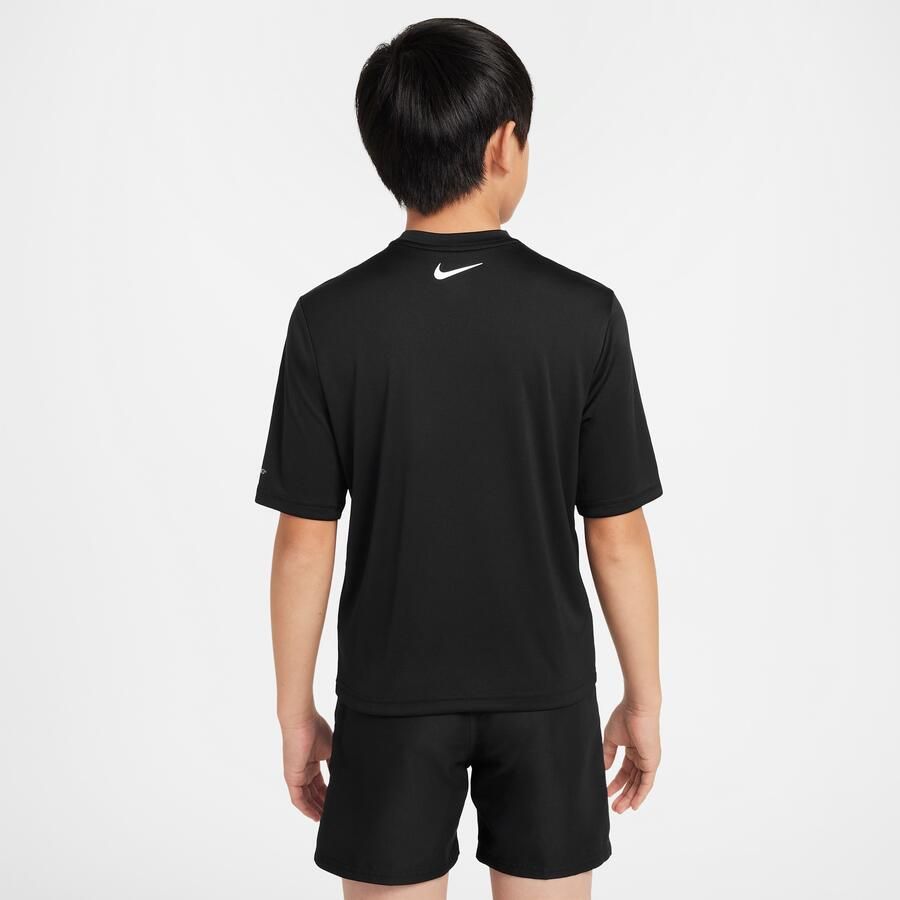 Nike Swim Hydroguard jongenstop met Dri-FIT en korte mouwen Zwart