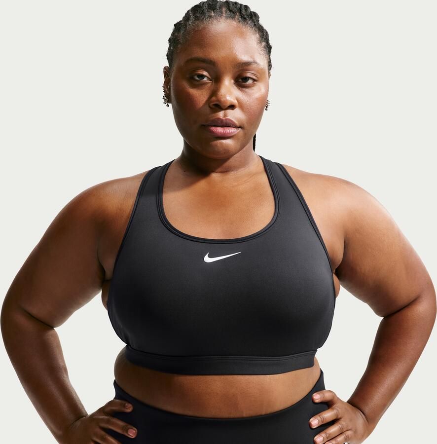 Nike Swoosh Medium Support padded sport-bh (Plus Size) Zwart