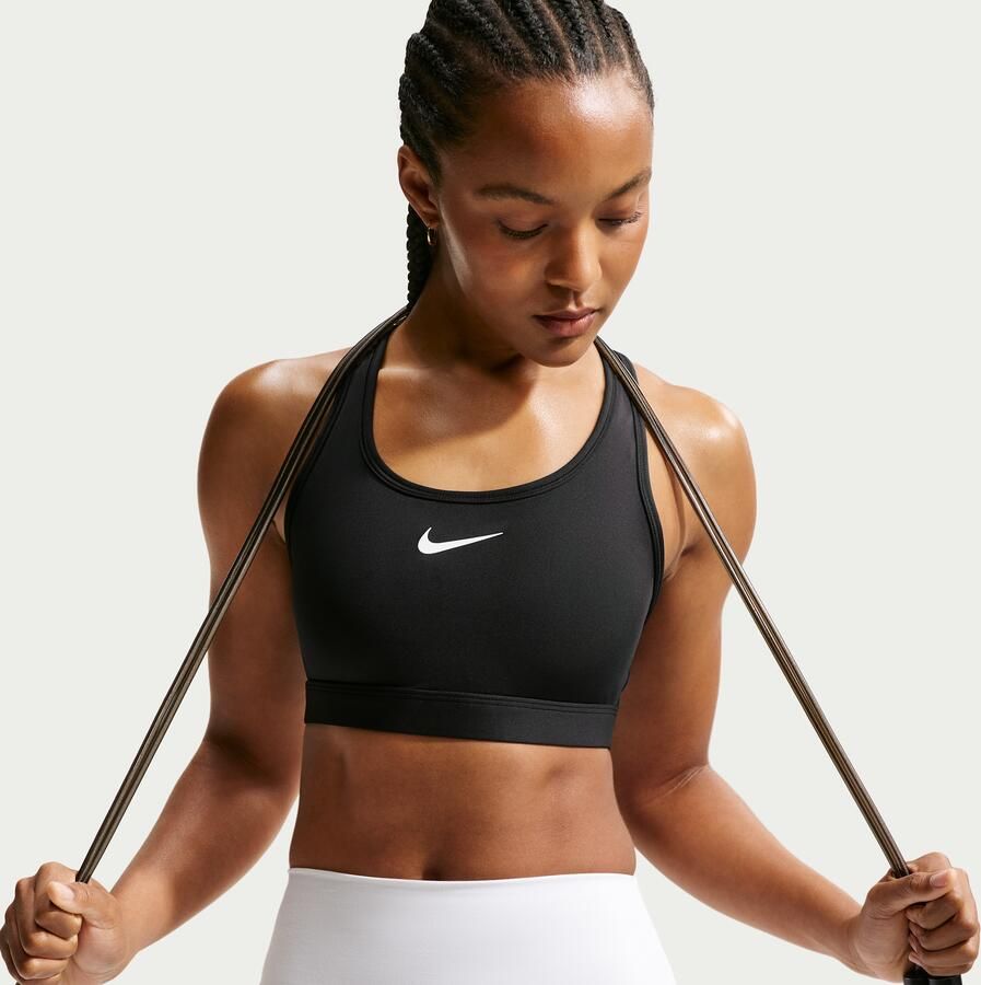 Nike Swoosh Padded sport-bh met medium ondersteuning Zwart