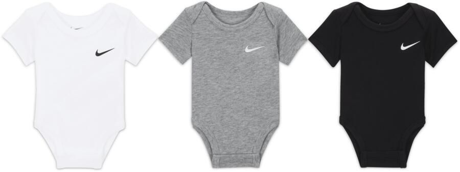 Nike Swoosh rompertjes voor baby's (0-9 maanden 3 stuks) Zwart - Foto 2
