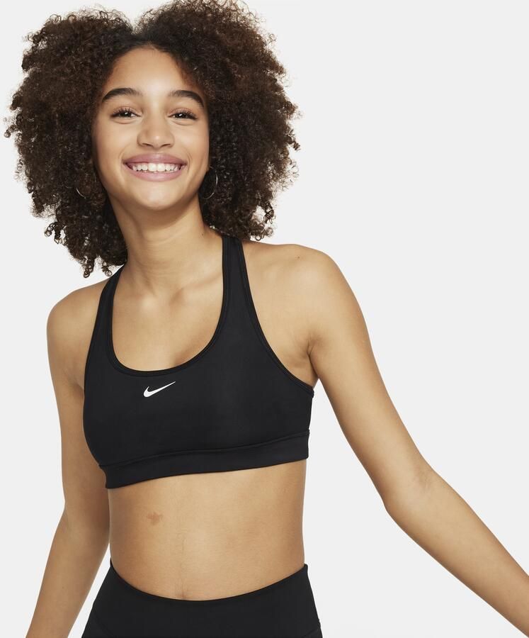 Nike Swoosh sport-bh voor meisjes Zwart