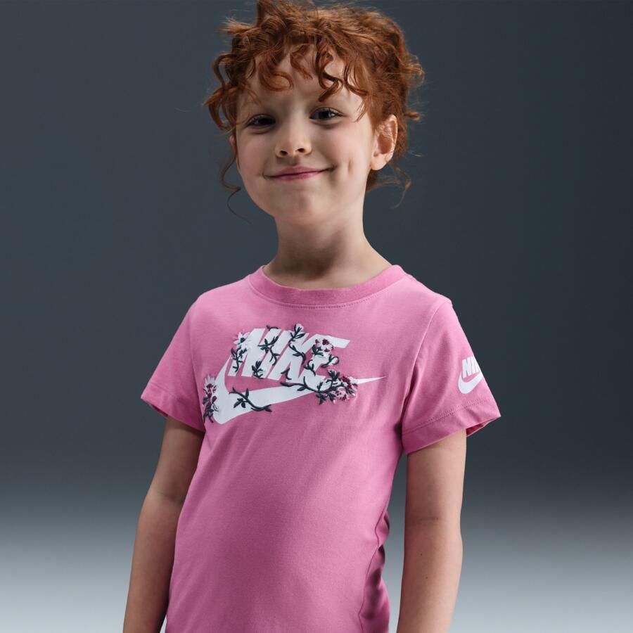 Nike T-shirt met bloemmotief voor kleuters Roze - Foto 4