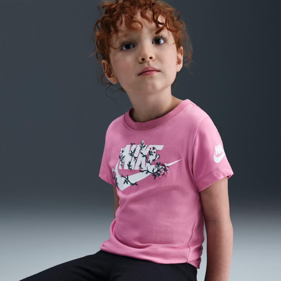 Nike T-shirt met bloemmotief voor kleuters Roze - Foto 2