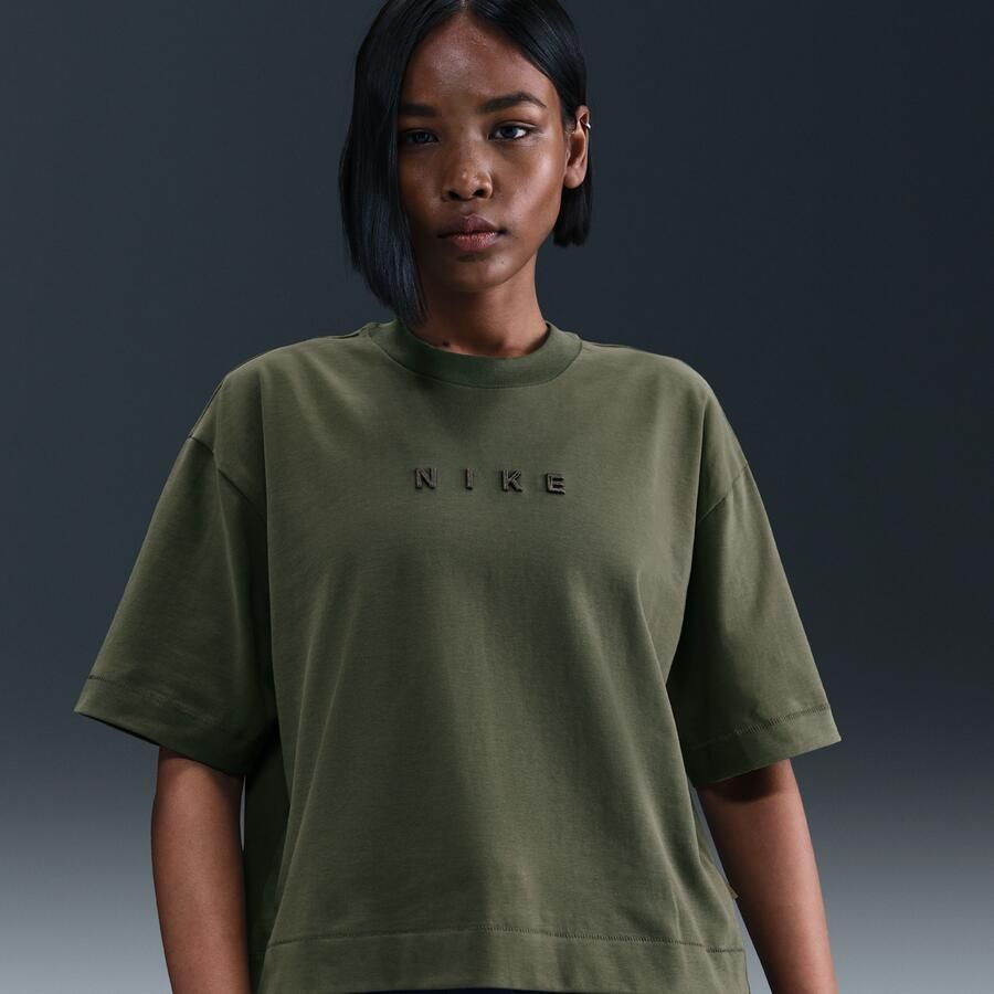 Nike T-shirt met korte mouwen en recht design voor dames Groen - Foto 4