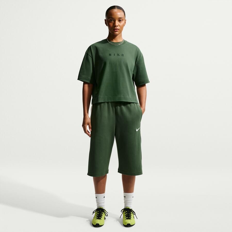 Nike T-shirt met korte mouwen en recht design voor dames Groen