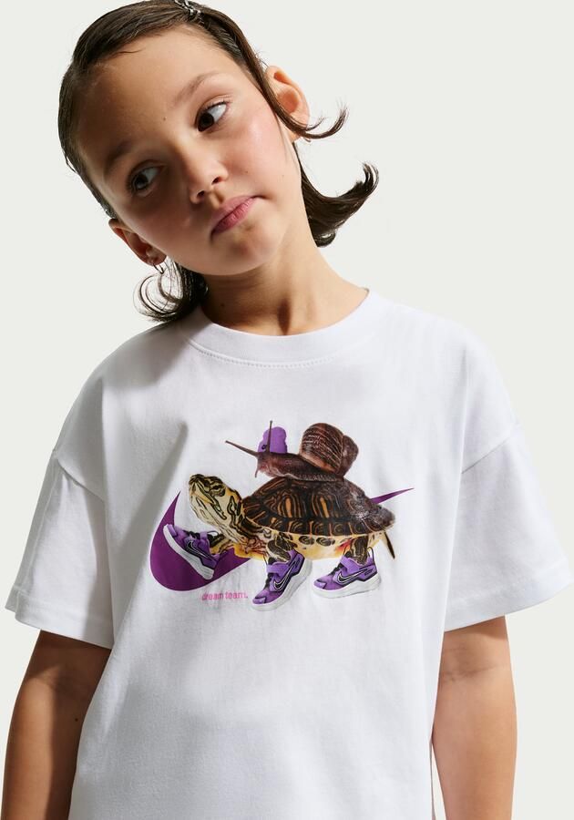 Nike T-shirt met recht design voor meisjes Wit - Foto 4