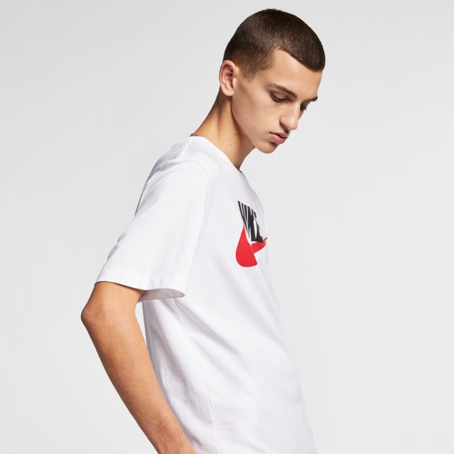Nike Icon Futura Wit Zwart Rood T-shirt White Heren