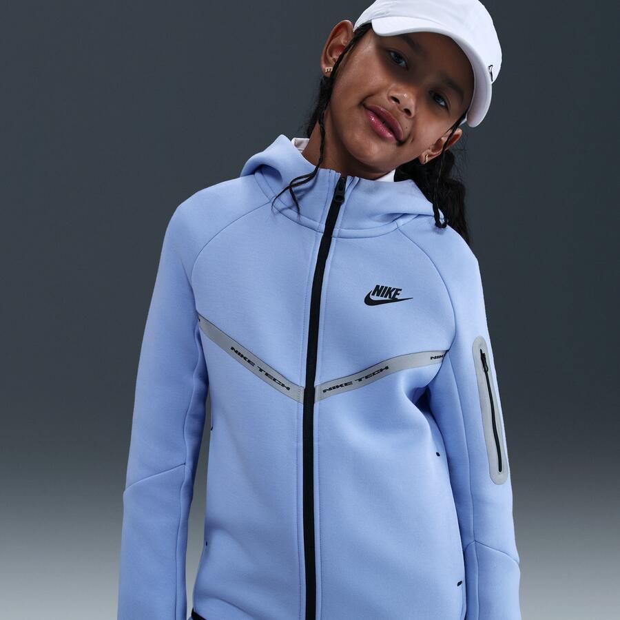 Nike Tech Fleece hoodie met rits over de hele lengte en met reflecterend design voor jongens Blauw