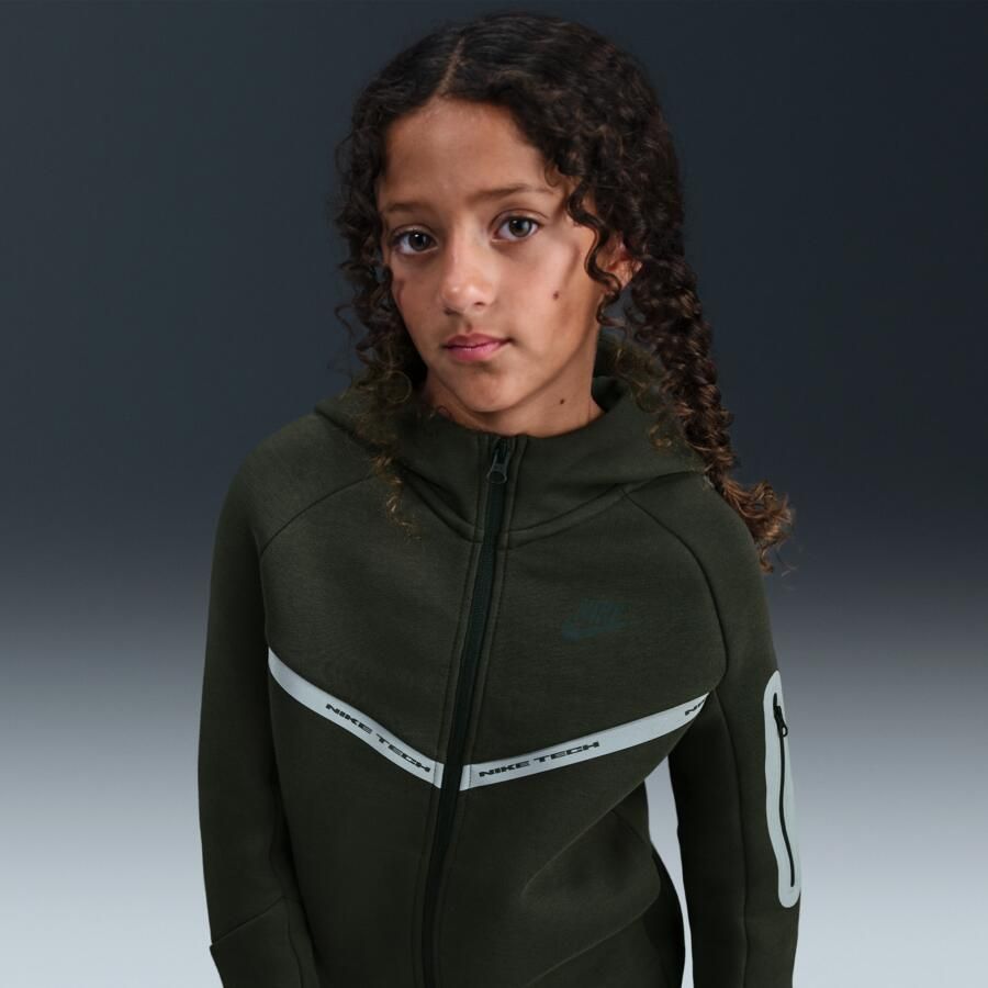 Nike Tech Fleece hoodie met rits over de hele lengte en met reflecterend design voor jongens Groen