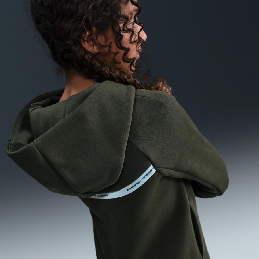 Nike Tech Fleece hoodie met rits over de hele lengte en met reflecterend design voor jongens Groen - Foto 3