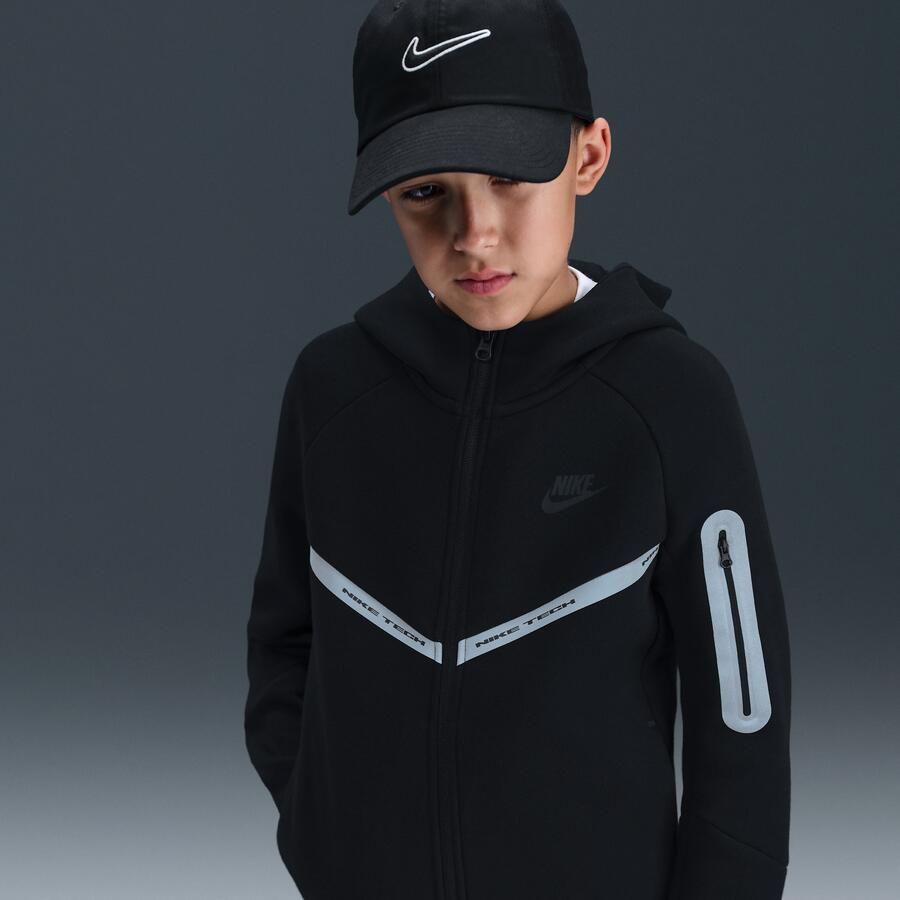 Nike Tech Fleece hoodie met rits over de hele lengte en met reflecterend design voor jongens Zwart - Foto 2