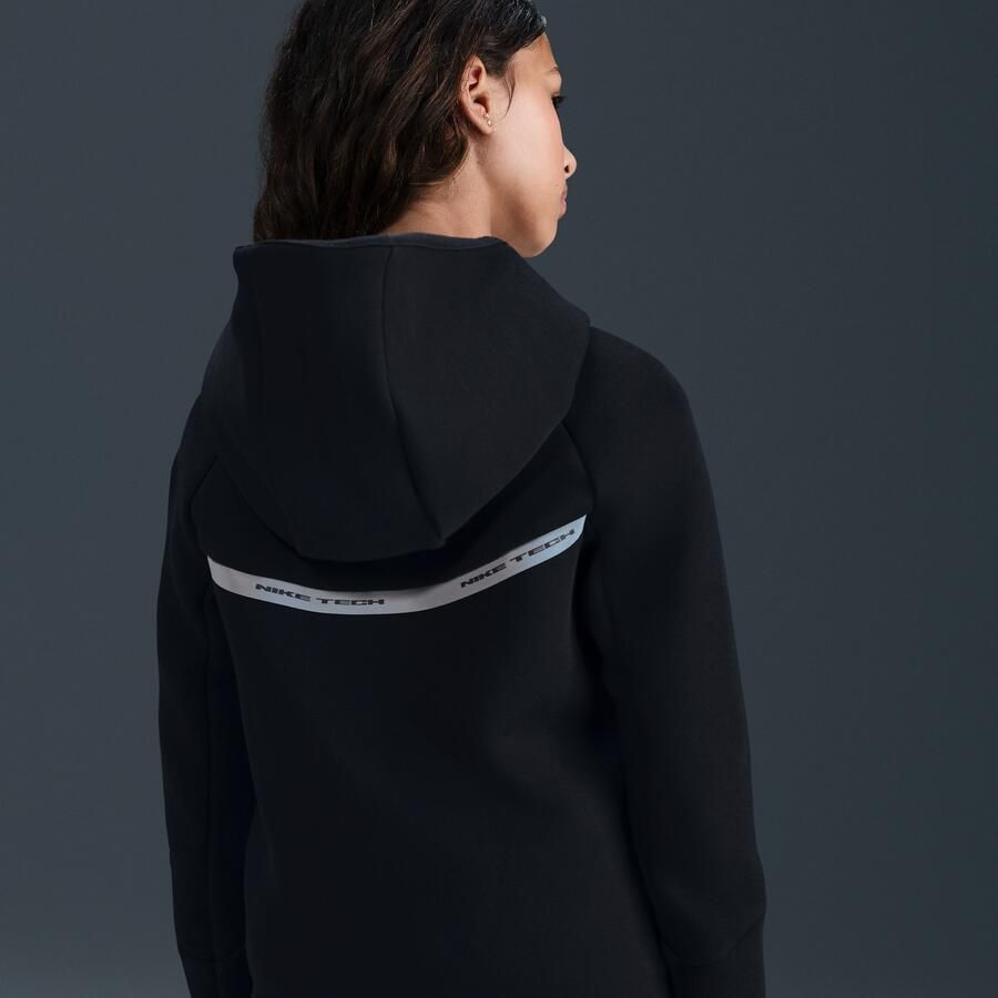 Nike Tech Fleece hoodie met rits over de hele lengte en met reflecterend design voor jongens Zwart - Foto 3