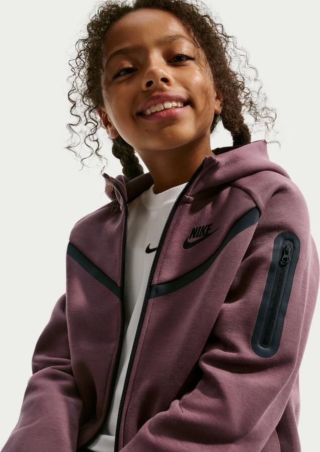 Nike Tech Fleece hoodie met rits voor meisjes Paars - Foto 3