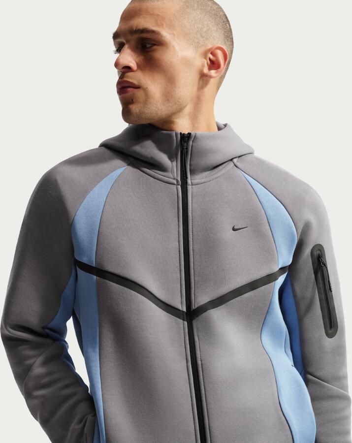 Nike Tech Windrunner fleecejack met kleurblokken en rits over de hele lengte voor heren Zwart - Foto 4