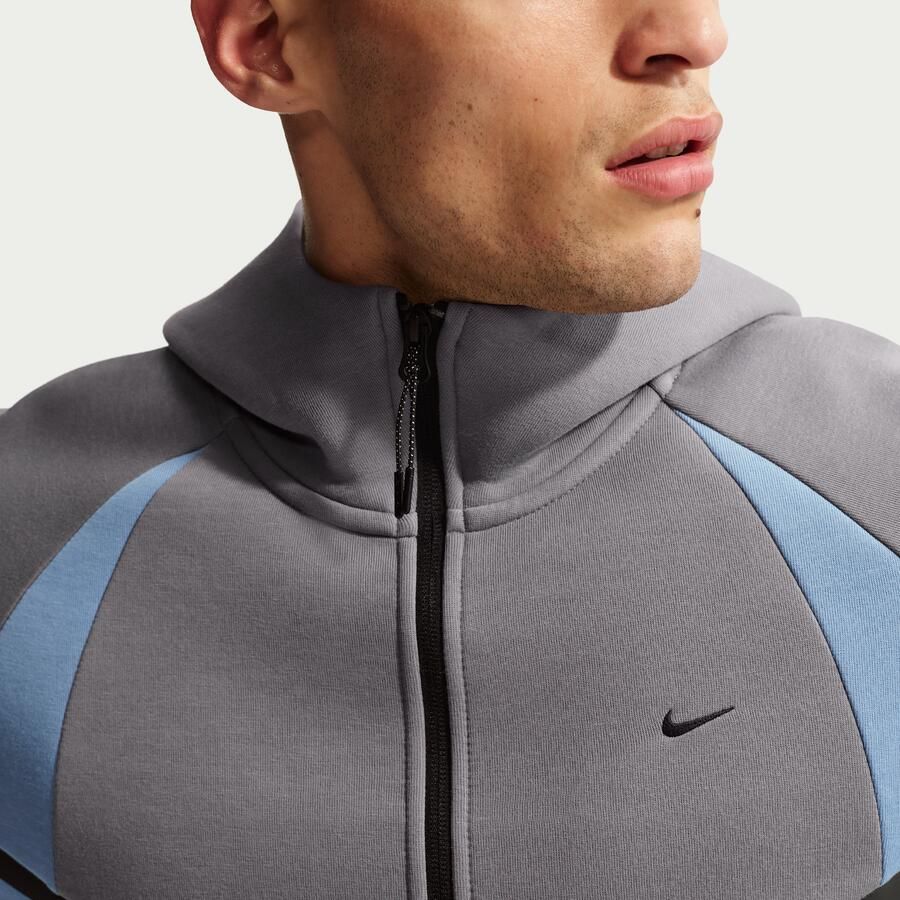 Nike Tech Windrunner fleecejack met kleurblokken en rits over de hele lengte voor heren Zwart