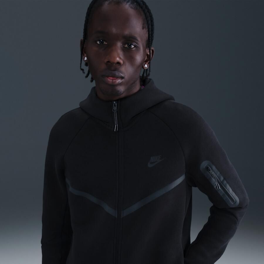 Nike Tech Windrunner herenjack van fleece met rits over de hele lengte Zwart - Foto 4