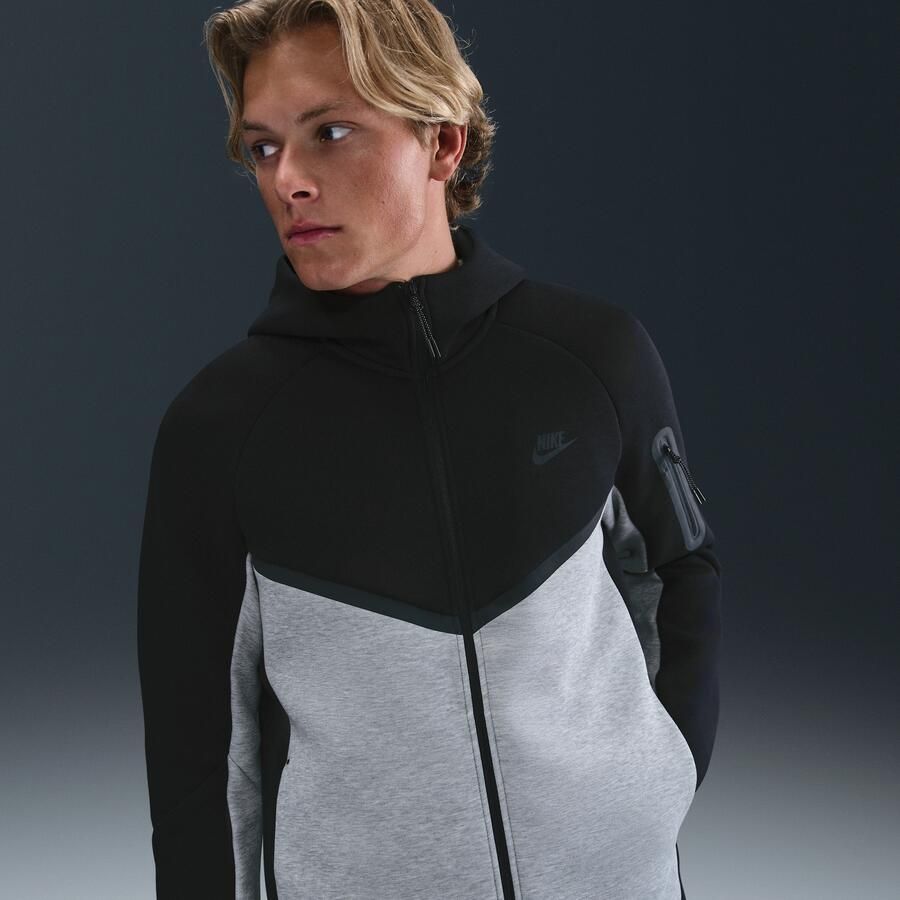 Nike Tech Windrunner herenjack van fleece met rits over de hele lengte Zwart - Foto 4